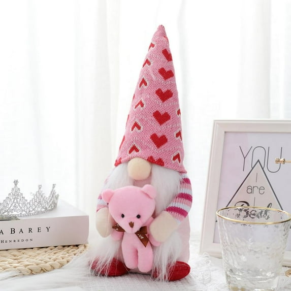 Valentines Day Gnome Plush Tabletop Ornament,Handmade Mr and Mrs Swedish Tomte Dwarf Elf Doll Decorations for Valentine's Day Gifts