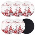 thumbnail image 1 of Valentines Day Gnomes Coasters Set of 6, Absorbent Coasters for Drinks, Pink Red Love Heart Eucalyptus Coaster for Desk Coffee Table Protection, Home Decor House Warming Gifts 4", 1 of 8