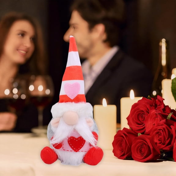 Valentines Day Gnomes Doll, Cute Peach Heart Faceless Gnome Doll, Valentine’s Day Gift Ornament, Romantic Home Tabletop Decoration