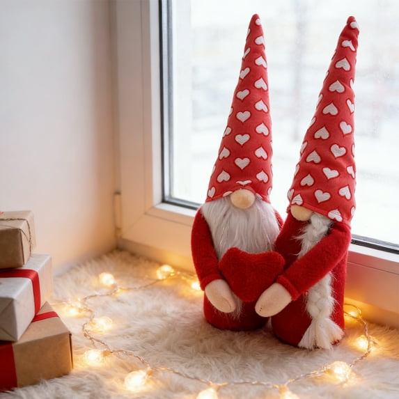 Valentines Day Gnomes Plush Gifts Cute Vlanetine's Day Decorative Gnome Mr and Mrs Swedish Tomte Doll Valentine Dwarf Elf Gonk Ornaments for Tiered Tray Tabletop