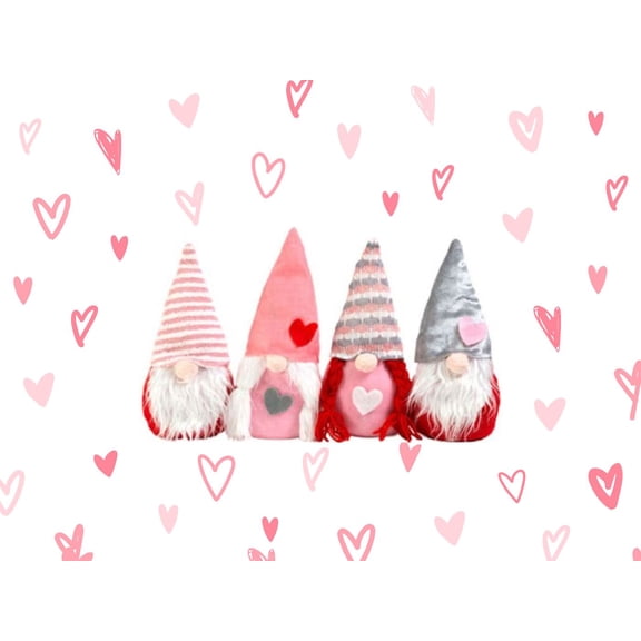 Valentines Day Gnomes Table Decorations Desktop Collectible Home Ornament Weighted 10" Tall Set of 4 Wedding Bridal Shower