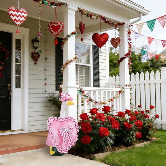 Valentines Day Goose Outfit Porch Goose Spring Outfit, 23 Inch Garden Goose Clothes Romantic Goose Decor, Lawns Goose Outfits Yard Goose Clothing