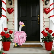 Valentines Day Goose Outfit, Valentines Day Porch Goose Clothes, Heart Pattern Fabric Costume Set for 23 Inch Lawn Goose Garden Yard Holiday Porch Decoration