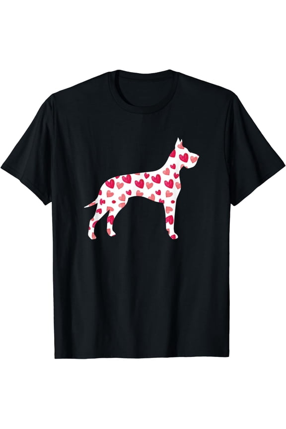 Valentines Day Great Dane Hearts Puppy Dog Lover T-Shirt