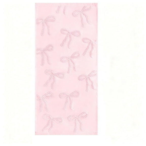 Valentines Day Hand Towels Pink Bowknot Jacquard Weave Cottons Towel for Bathroom Kitchen Holiday Decor 13.7 x 29.5 in