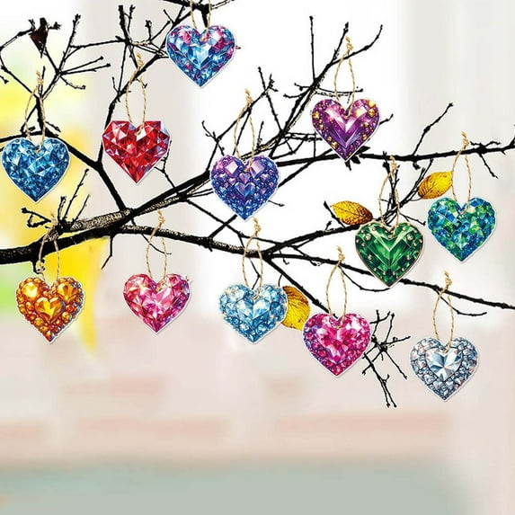 Valentines Day Hanging Decor, Valentines Day Hearts Ornaments Set of 12, Valentines Decoration Farmhouse Decor, Valentine Tree Pendant Valentine Decorations