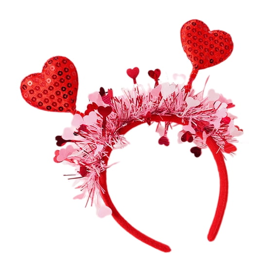 Valentines Day Headband for Woman with Sequins Heart Delicate Headbands Anti Slip Headbands Sweet Girls Prom Supplies