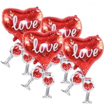 Valentines Day Heart Balloons Red Love Heart Foil Mylar Balloons for Mothers Day Valentines Day Party Engagement Anniversary Wedding Birthday Decor Supplies,4PCS