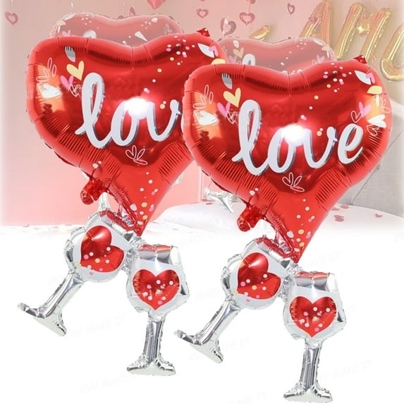 Valentines Day Heart Balloons Red Love Heart Foil Mylar Balloons for Mothers Day Valentines Day Party Engagement Anniversary Wedding Birthday Decor Supplies,2PCS
