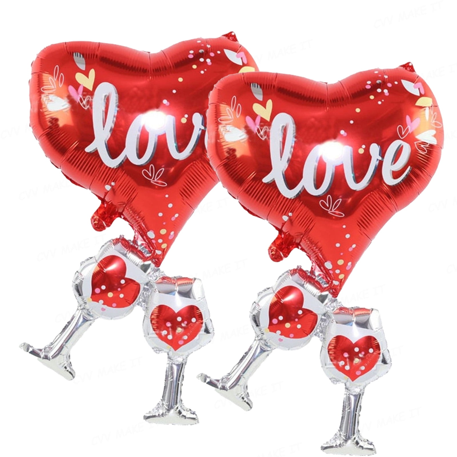 Valentines Day Heart Balloons Red Love Heart Foil Mylar Balloons for ...