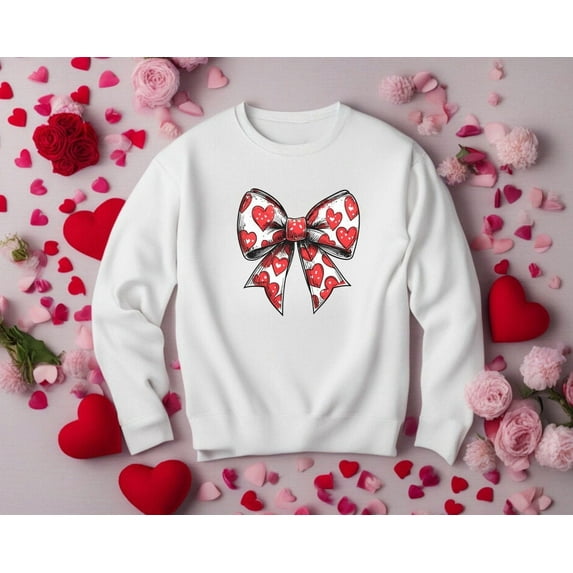 Valentines Day Heart Coquette Shirt, Retro Valentine Shirt, Valentines Day Bow Tshirt for Women, Cute Valentine Bow T Shirt, Heart Shirt All Size S-5Xl