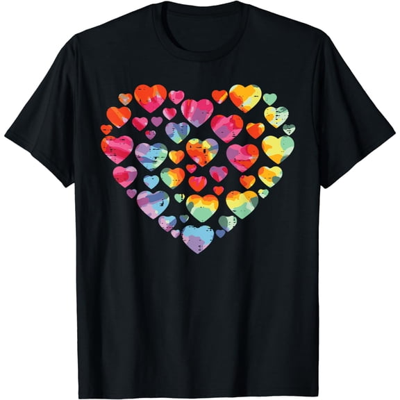 Valentines Day Heart Hearts Tie Dye Women Girls Toddler T-Shirt Casual Short Sleeve Shirt