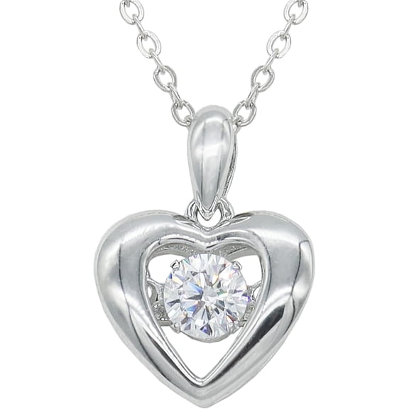 Valentines Day Heart Pendant Necklaces for Women Sparkly CZ Rhinestone Birthstone Dancing Dainty 925 Sterling Silver Chain Jewelry Gift for Her