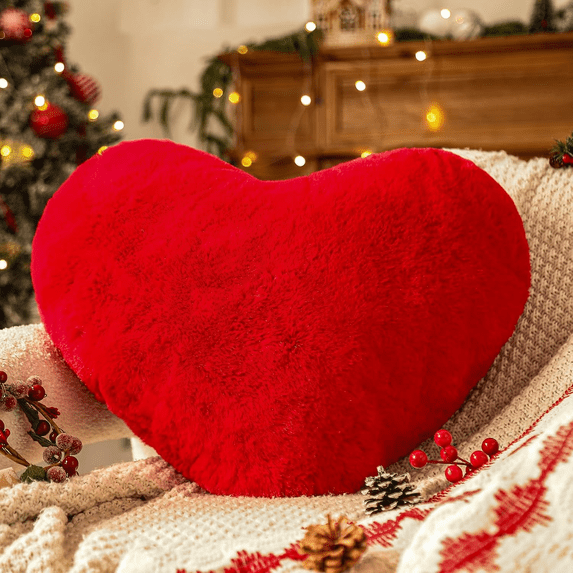 Valentines Day Heart Pillow - Super Soft Plush Hug Pillow, Cute Romantic Gift for Her/Him, Decorative Throw Pillows for Couch, Bedroom, Red , 13 x 10 inch by PALIFEUR
