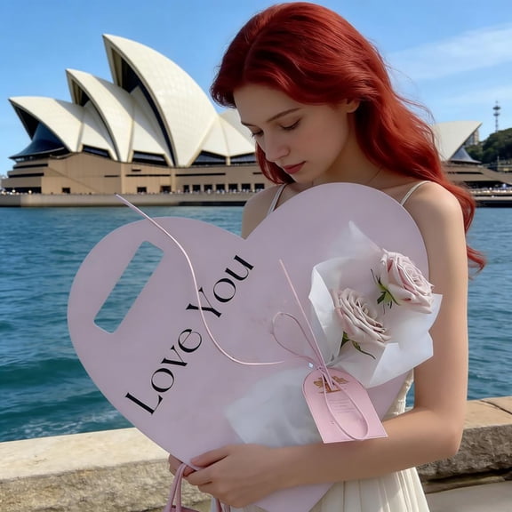 Valentines Day Heart-Shaped Card - Portable Gift Card Gift with Writeable Message, Romantic Present for Weddings & Anniversaries (No Flower)