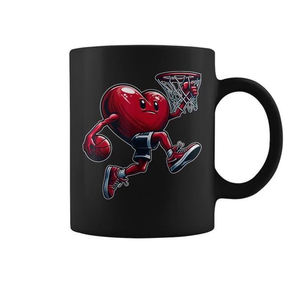 Valentines Day Heart Slam Dunk Basketball Team Player Coffee Mugs