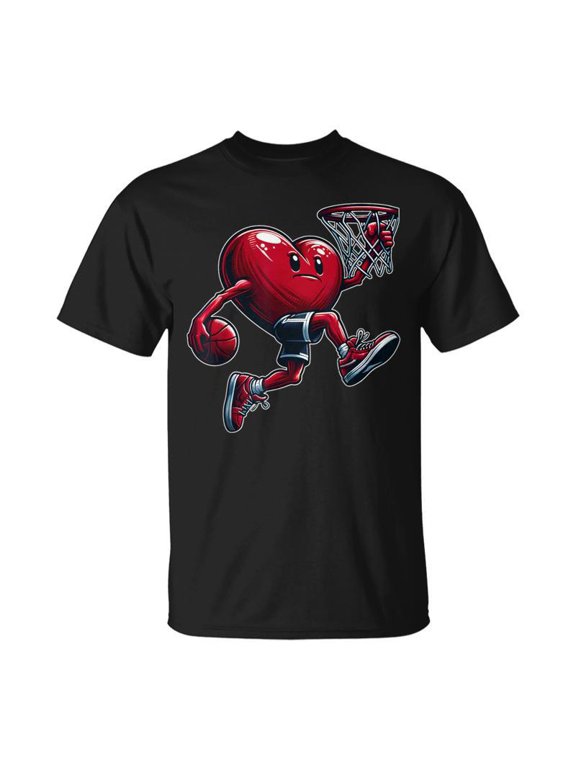 Valentines Day Heart Slam Dunk Basketball Team Player TShirt