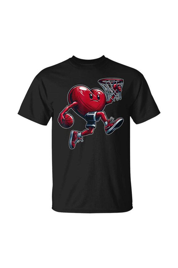 Valentines Day Heart Slam Dunk Basketball Team Player TShirt