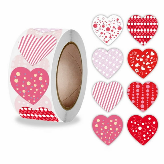 Valentines Day Heart Stickers,1 Roll Valentines Stickers, Valentines Day Decorations Heart Stickers Envelopes DIY Labels for Adults Decor Anniversaries Wedding Home Party Supplies,BA