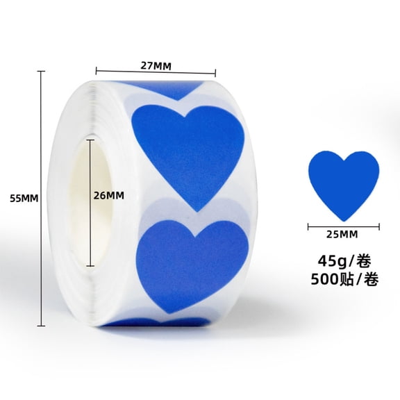 Valentines Day Heart Stickers Roll 500 Labels, Self Adhesive Decorative Seals for Gift Wrapping Scrapbook Cards Envelopes Crafts Classroom Party Wedding Decoration Supplies