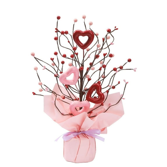 Valentines Day Heart Table Tree Decoration, 16 Inch Lighted Valentines Tree Decor for Valentines Day Party Home Decor