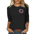 thumbnail image 1 of Valentines Day Heart Tops Women 3/4 Sleeve T Shirts Cute Print Plus Size Crewneck Tee Holiday Gifts, 1 of 1