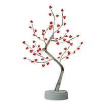 Valentines Day Heart Tree Light 24in USB/Battery Operated Tree Lamp with 18pcs Red Heart-Shaped LED Lights for Bedroom Wedding Party Decor