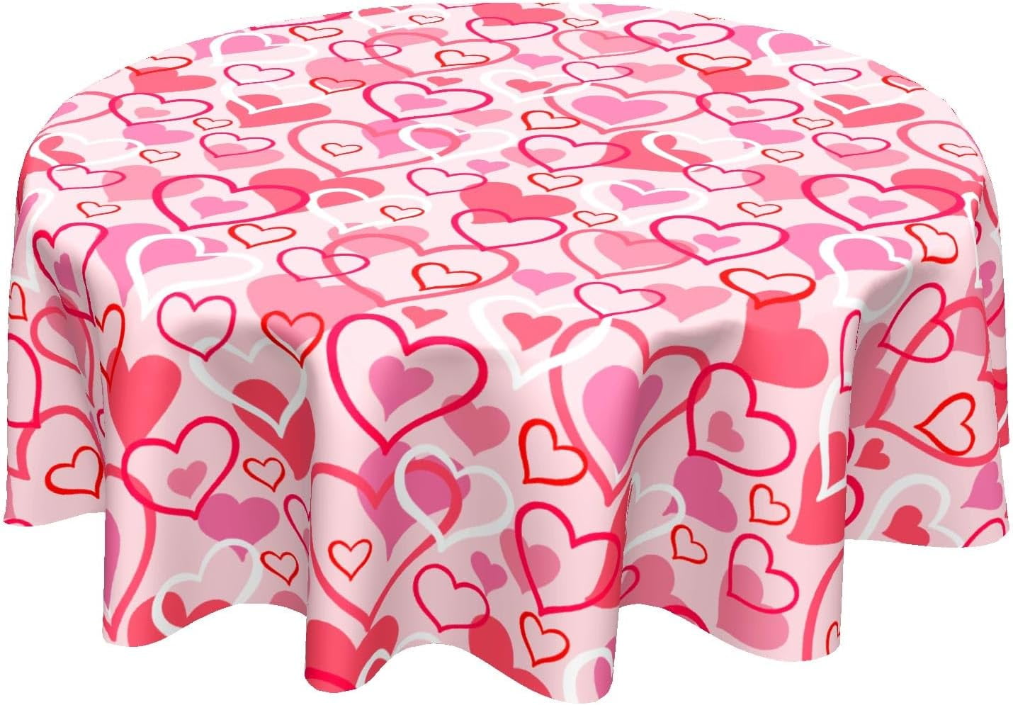 Aperturee Dot Stripe Heart Valentines Day Stretch Table Cover