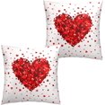 thumbnail image 1 of Valentines Day Hearts Pillow Covers 16 x 16 Set of 2 Red Heart Throw Pillow Covers White Pillow Cases for Home Decorations, 1 of 6