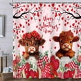 thumbnail image 1 of Valentines Day Highland Cow Shower Curtain, Flower Floral Valentine's Day Love Hearts Shower Curtain Set with Hooks, Romantic Red Rose Funny Animals Farmhouse Fabric Bathroom Decor 72 x 72 Inches, 1 of 5