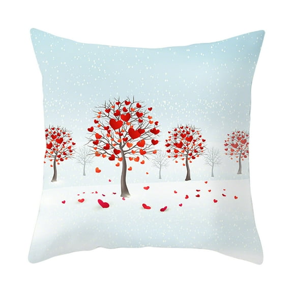 Valentines Day Home Decorations, Valentine Linen Pillow Case with Red Heart Love You More for Large Couch Sofa Home Indoor Outdoor Holiday