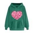thumbnail image 1 of Valentines Day Hooded Sweatshirts Oversized Cute Heart Pullover Hoodies for Women Holiday Tops Gift, 1 of 5