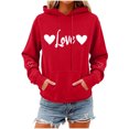 thumbnail image 1 of Valentines Day Hoodies for Women Casual Loose Pullover Sweatshirts Long Sleeve Red Sweater Tops with Pockets, M, 1 of 7