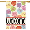 thumbnail image 1 of Valentines Day House Flag 28x40 Inch Double Sided Outside, Candy Love Hearts Welcome Anniversary Yard Outdoor Flag, 1 of 6
