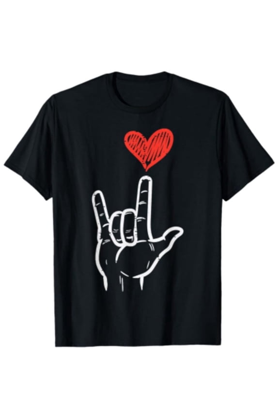 Valentines Day I Love You Hand Sign ASL Heart Men T-Shirt, Valentine's Gift for Men, 180gsm, 100% Cotton
