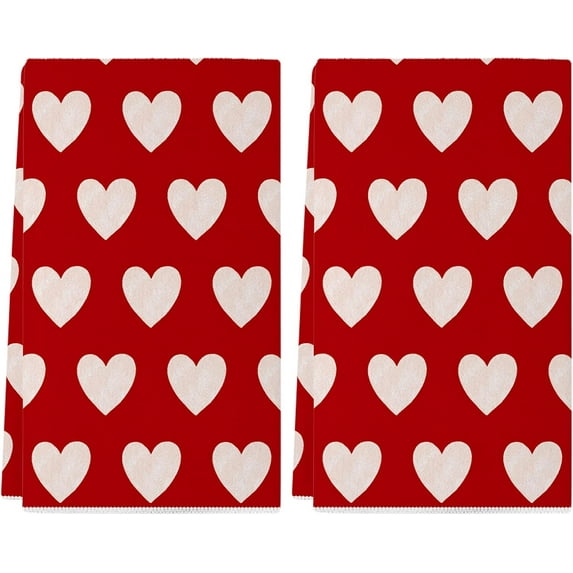 Valentines Day Kitchen Towels Set of 2, 18x26 Inch Valentines Day Dish Towels Sweet Heart Valentines Day Decor Hand Towels Seasonal Decorations for Home Drying Dishcloth