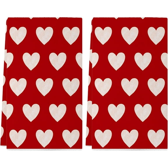 Valentines Day Kitchen Towels Set of 2, 18x26 Inch Valentines Day Dish Towels Sweet Heart Valentines Day Decor Hand Towels Seasonal Decorations for Home Drying Dishcloth