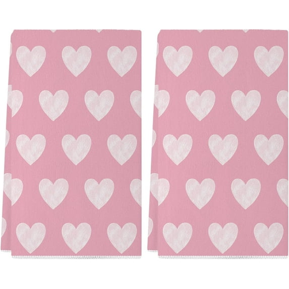Valentines Day Kitchen Towels Set of 2, 18x26 Inch Valentines Day Dish Towels Sweet Heart Valentines Day Decor Hand Towels Seasonal Decorations for Home Drying Dishcloth