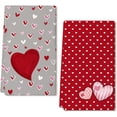 thumbnail image 1 of Valentines Day Kitchen Towels Set of 2,Grey Red Watercolor Heart Dish Towels 18x26 Inch Drying Dishcloth,Farmhouse Home Weing Decoration, 1 of 6