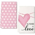 thumbnail image 1 of Valentines Day Kitchen Towels Set of 2,Pink Heart Love Dish Towels 18x26 Inch Drying Dishcloth,Farmhouse Home Decoration, 1 of 6