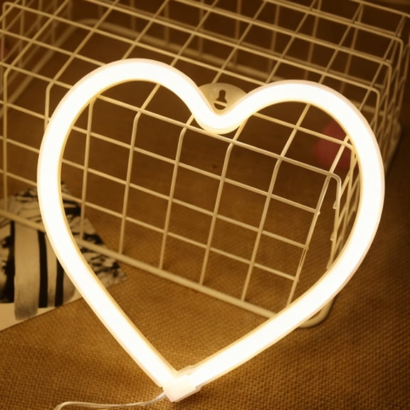 Valentines Day LED Decorative heart shape Lights LED Neon Lights Shopping Mall Room Bedroom Layout Photo Hanging Lamp Valentines Day Decorations USB Powered