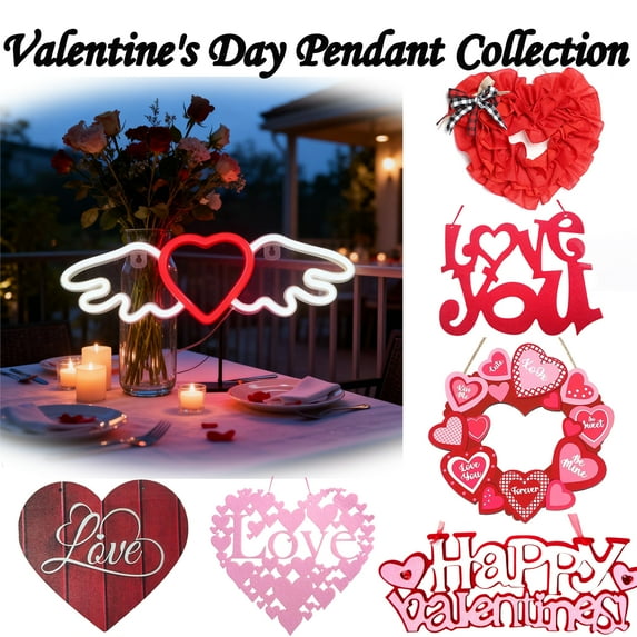 Valentines Day LED Heart-Shaped Neon Lights USB Battery Operated Double-Use Decoration for Indoor and Outdoor Romantic Party Home Wall Door Celebration Decor, HAODEJW, Red