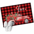 thumbnail image 1 of Valentines Day Large Area Rugs for Bedroom Living Room, Non Slip Carpet Bedside Rug, Red Black Buffalo Plaid Truck Rose Floral Rectangular Floor Cover Kitchen Accent Rug 2'x3' for Dining Room/Office, 1 of 9