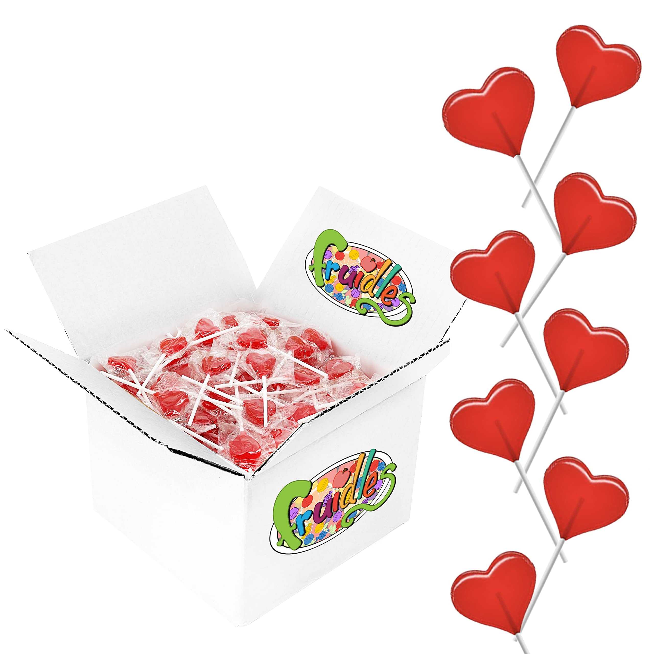 Valentines Day Lollipops Mini Red Heart Shaped Strawberry Flavored