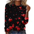 thumbnail image 1 of Valentines Day Long Sleeve Shirts for Womens Cute Heart Print Basic Tee Classic Crewneck Blouse Top, 1 of 4