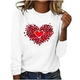 thumbnail image 1 of Valentines Day Long Sleeve Shirts for Womens Cute Heart Print Basic Tee Classic Crewneck Blouse Top, 1 of 4
