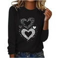 thumbnail image 1 of Valentines Day Long Sleeve Shirts for Womens Cute Heart Print Basic Tee Classic Crewneck Blouse Top, 1 of 4