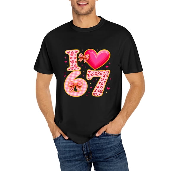 Valentines Day Love 6 7 Six Seven Meme 67 Mens Womens T-Shirt, OdeJous Funny T-Shirt Black, Valentine Gift S