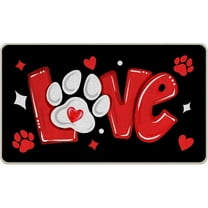 Valentines Day Love Decorative Front Door Mat, Dog Cat Paw Print Red Hearts Welcome Doormat Indoor Outdoor Non-Slip Floor Entryway Rug, Anniversary Wedding Home Kitchen Decoration 17x30 Inch