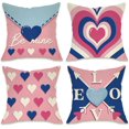 thumbnail image 1 of Valentines Day Love Decorative Throw Pillow Covers 16 x 16 Set of 4, Pink Blue Hearts Letter Arrow Be Mine Porch Outdoor Pillowcase, Anniversary Wedding Sofa Couch Cushion Case Home Decor, 1 of 5